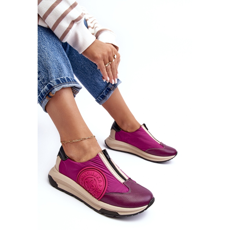 Scarpe sportive da donna in pelle Maciejka 06296-15 Fucsia rosa 1