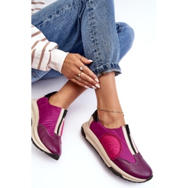 Scarpe sportive da donna in pelle Maciejka 06296-15 Fucsia rosa 2