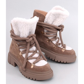 Stivali da neve in pelle di pecora Shea Khaki marrone 1