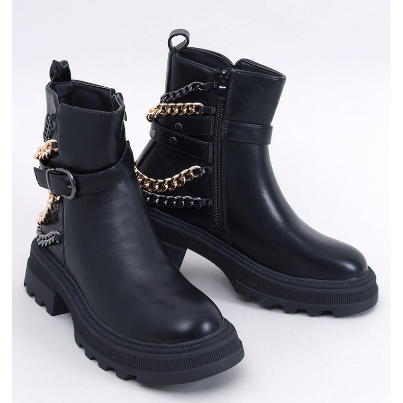 Stivaletti militari con catene Toliver Nero 1