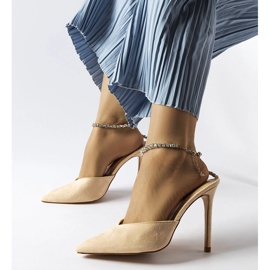 Décolleté Claude stiletto beige con strass 1