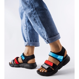 Mireio sandali sportivi neri con velcro nero 1