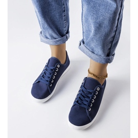 Sneakers in tessuto blu navy di Razan 1
