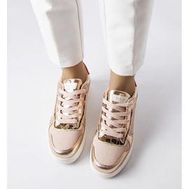 Sneakers cipria con inserto oro di Perrault rosa 1
