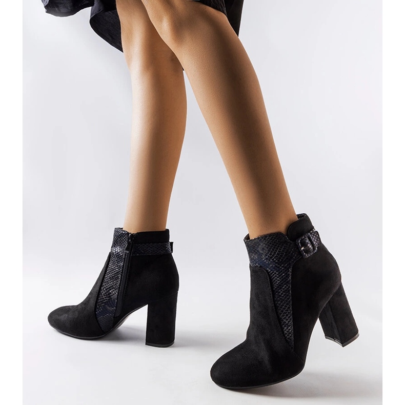 Stivali neri con inserto snake in eco suede Daamen nero 2