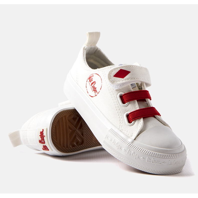 Sneakers da bambino Lee Cooper bianche e rosse bianco 1