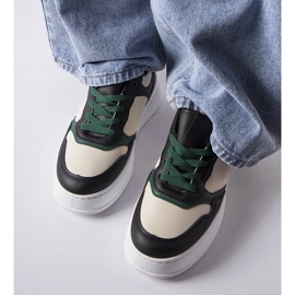 Sneakers nere e verdi sulla piattaforma Baron nero 1