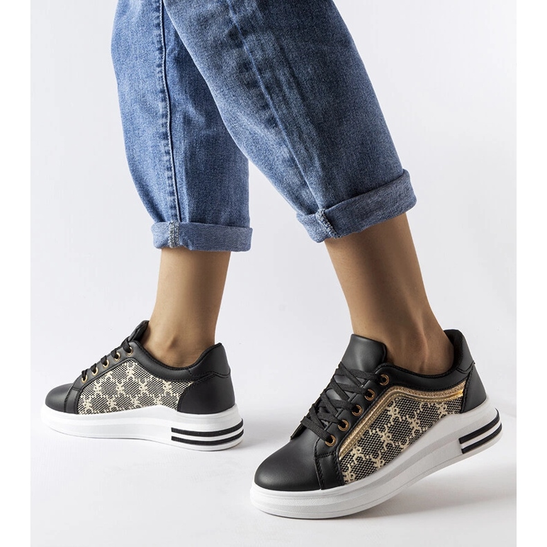 Inna Sneakers nere con inserto oro di Agostina nero 2