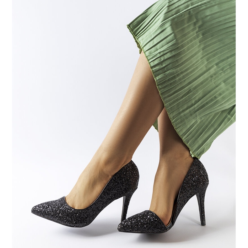Arsenault tacchi in broccato nero 1