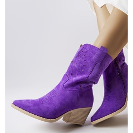 Stivali da cowboy viola traforati di Cieco 1