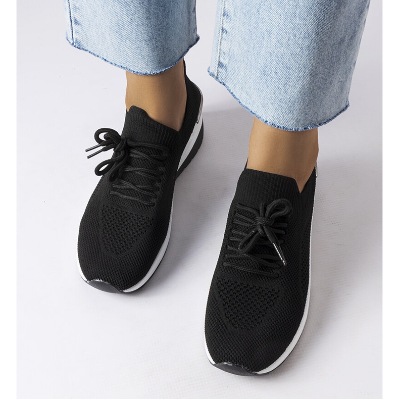 Scarpe da ginnastica nere con zeppa di Alberica nero 1