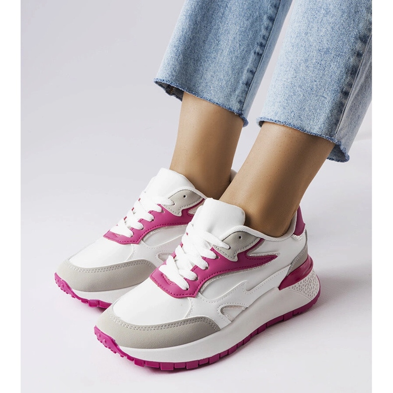 Scarpe da ginnastica bianche e rosa di Batilda bianco 1