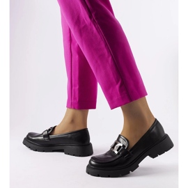 Mocassini eleganti neri con strass di Mories nero 2