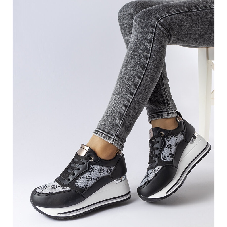 Scarpe da ginnastica nere con zeppa di Rouxi nero 1