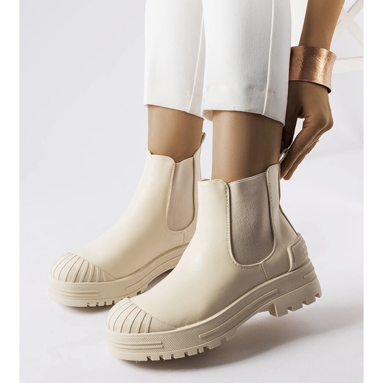 Stivali da lavoro beige con inserti in gomma di Lange 1