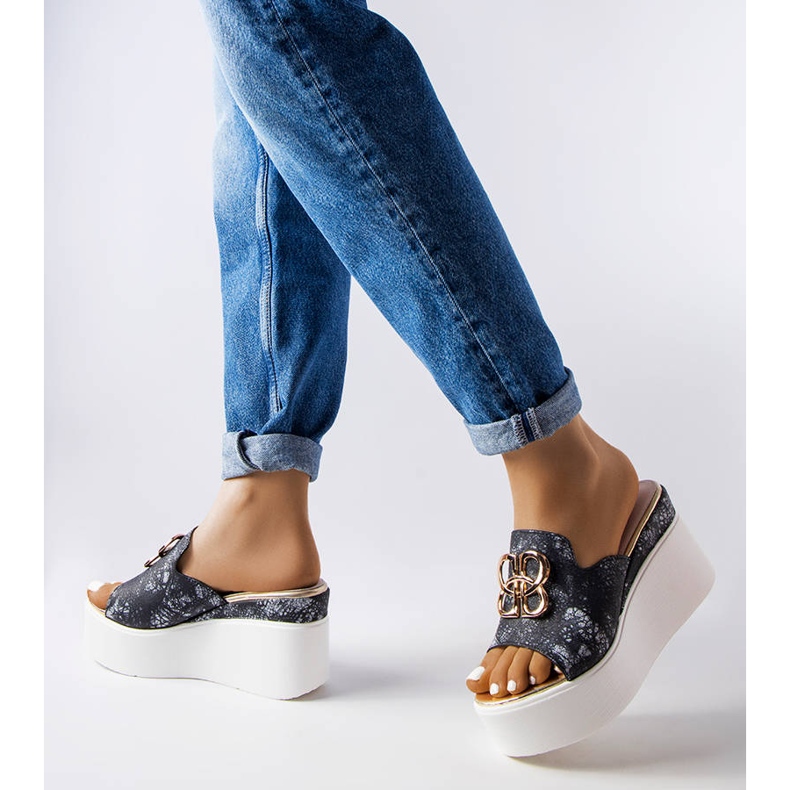 Sandali con zeppa Havanna neri nero 1