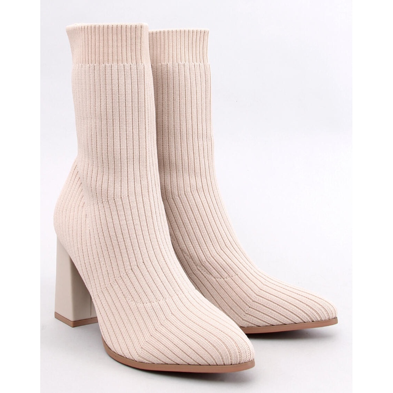 Stivaletti a calza con tacco alto Krystal Beige 1