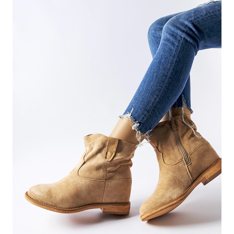 Stivaletti beige con zeppa Cincinnati ricoperta 1