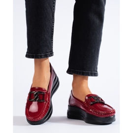 Mocassini da donna in vernice bordeaux di Shelovet rosso 1