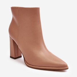 Stivaletti in pelle da donna Saitana beige con tacco alto 1