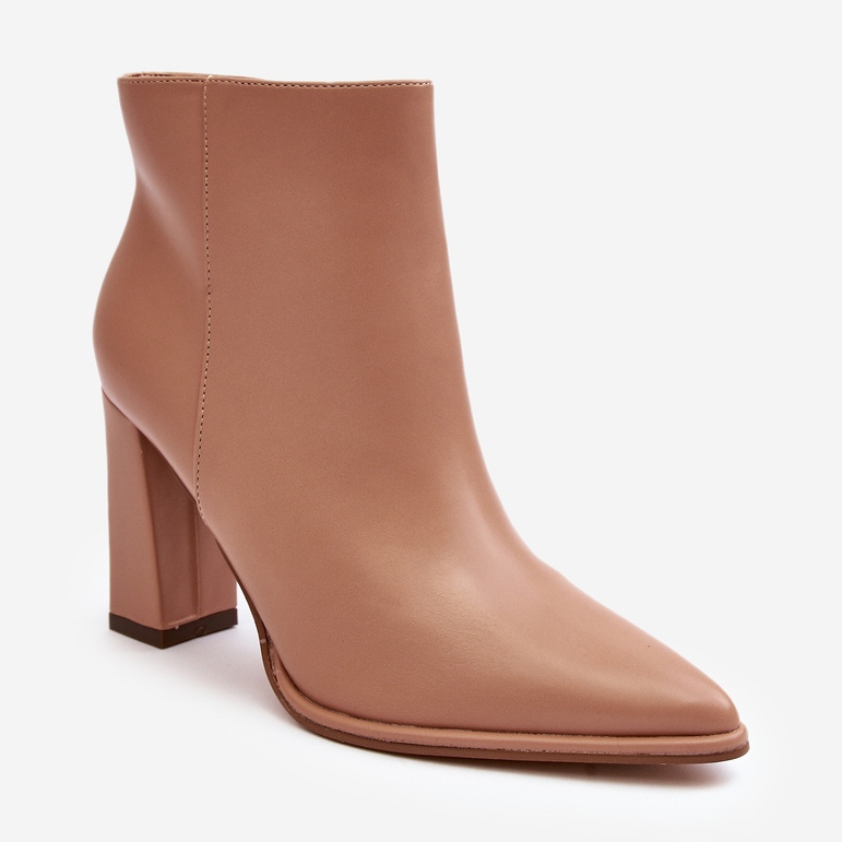 Stivaletti in pelle da donna Saitana beige con tacco alto 1