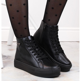 Stivaletti in pelle con plateau, creepers Filippo DBT4708 neri isolanti nero 1