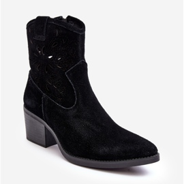 S.Barski Stivali da cowboy traforati in pelle scamosciata D&amp;A SN622-20 Neri nero 1