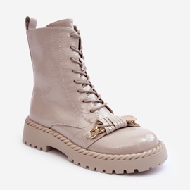 S.Barski Stivali arrossi da donna con decorazione D&amp;A MR870-67 Beige leggero 1