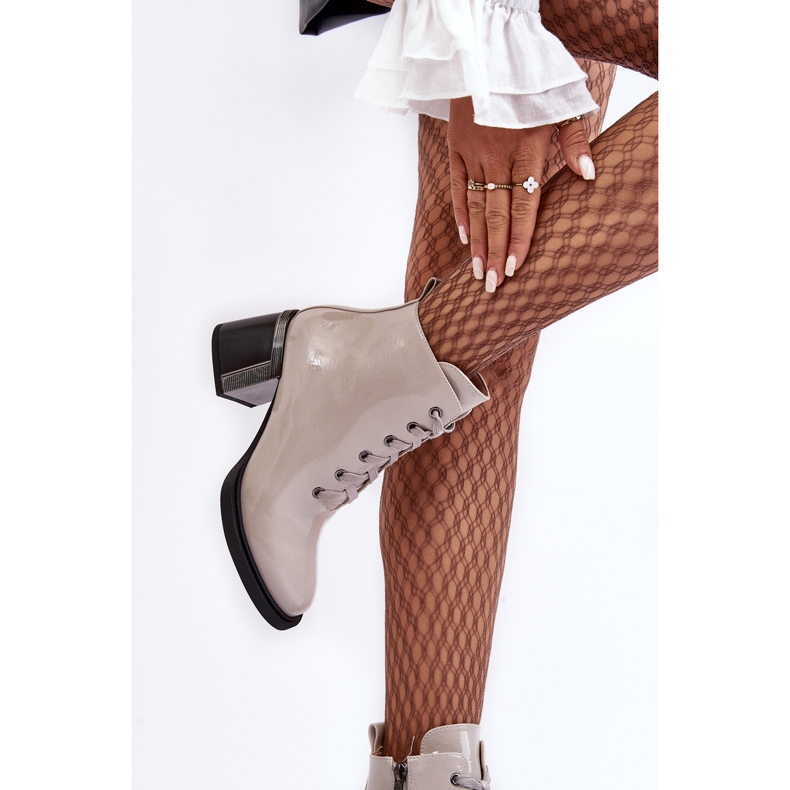S.Barski Stivali da Donna in Vernice D&amp;A MR870-98 Beige Chiaro 2