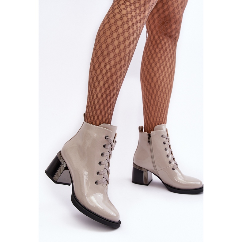 S.Barski Stivali da Donna in Vernice D&amp;A MR870-98 Beige Chiaro 1
