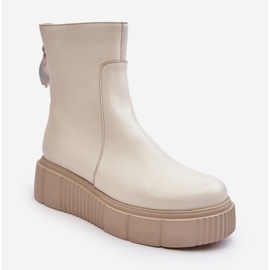 Stivali in pelle da donna con plateau Beige chiaro Lemar Jenefer 1