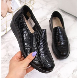 Comode scarpe con zeppa laccate T.Sokolski W SCA61A, nere nero 1