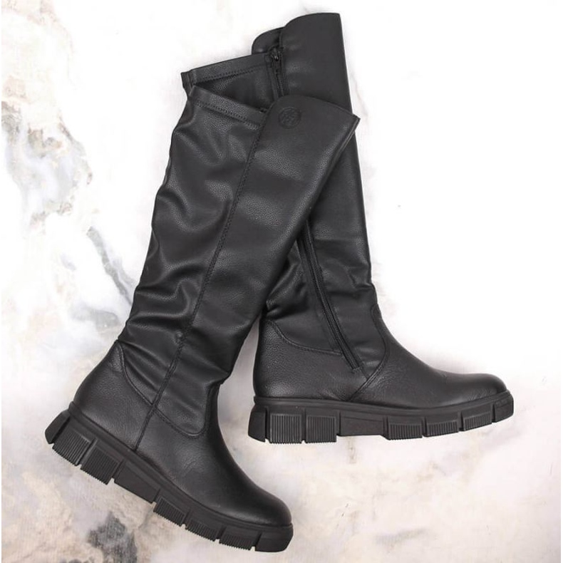 Comodi stivali in pelle isolanti Rieker W RKR623, neri nero 1