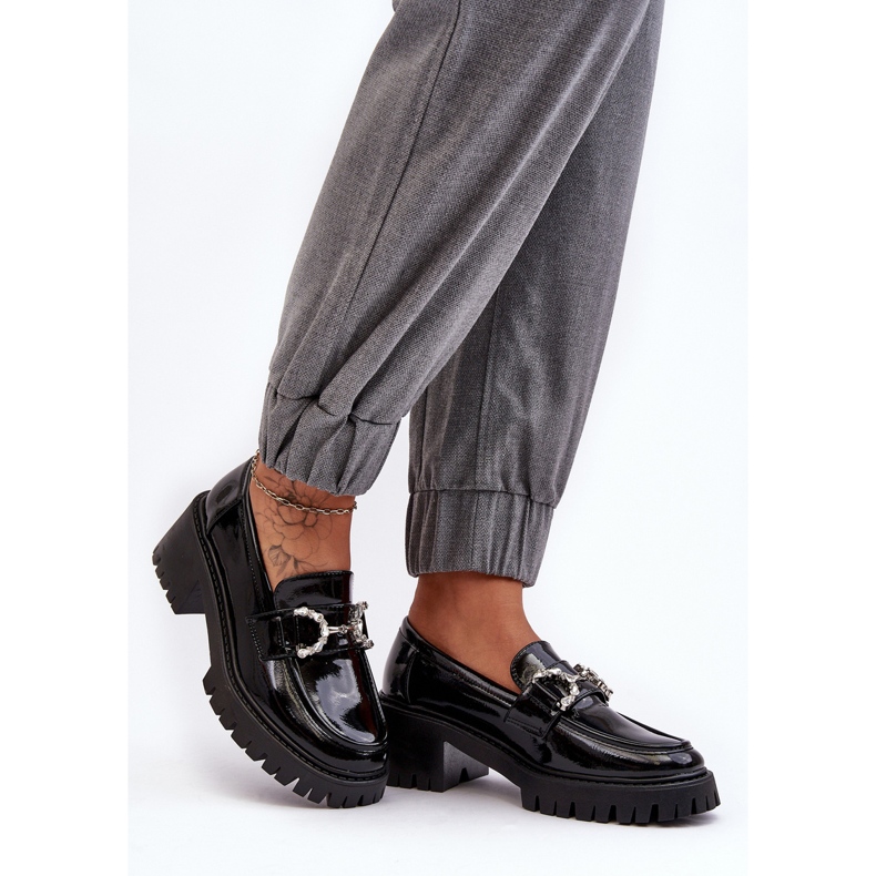 Scarpe da donna in vernice con tacchi alti enormi, Lemmitty nere nero 2