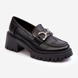 Scarpe da donna in pelle con tacco alto massiccio, Lemmitty nere nero 1