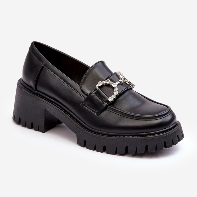 Scarpe da donna in pelle con tacco alto massiccio, Lemmitty nere nero 1