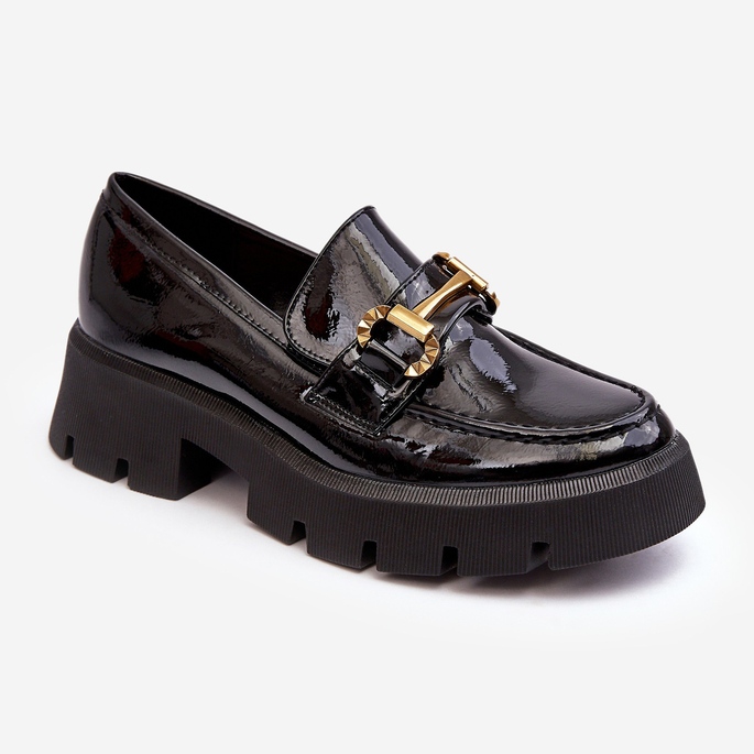 WS1 Mocassini Da Donna In Vernice Con Decorazione, Nero Peuria 1