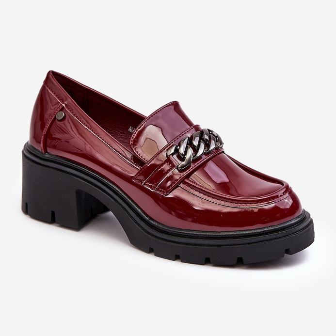 WS1 Scarpe Tacco Basso da Donna Laccate, Blimma Bordeaux rosso 1