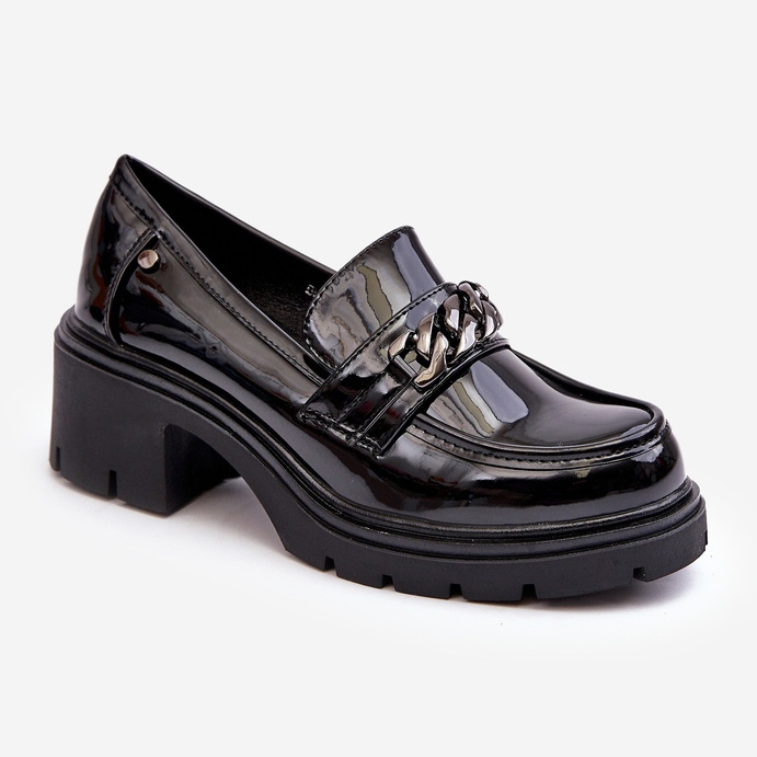 WS1 Scarpe da donna con tacco basso in pelle verniciata nere Blimma nero 1