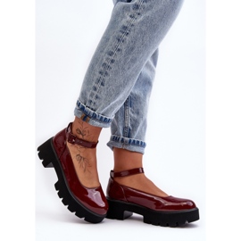 WS1 Scarpe da donna in vernice con tacco basso e fibbia, Owena bordeaux rosso 1