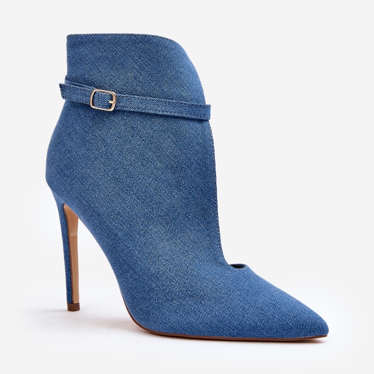 WS1 Stivaletti Da Donna In Denim Con Tacco Alto, Colore Blu Amalundi 1