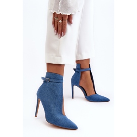 WS1 Stivaletti Da Donna In Denim Con Tacco Alto, Colore Blu Amalundi 2