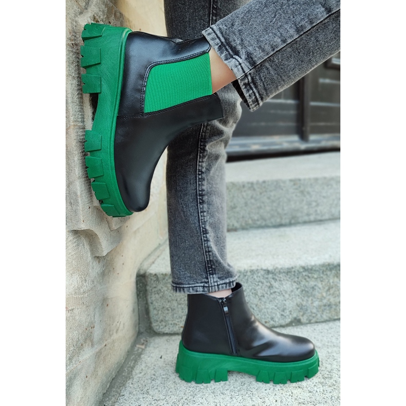 Stivali da lavoro da donna con suola verde nero 1