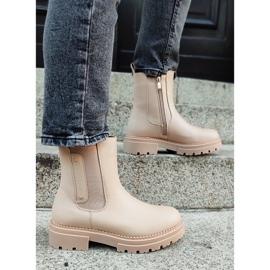 Stivaletti Chelsea beige da donna con suola spessa 1