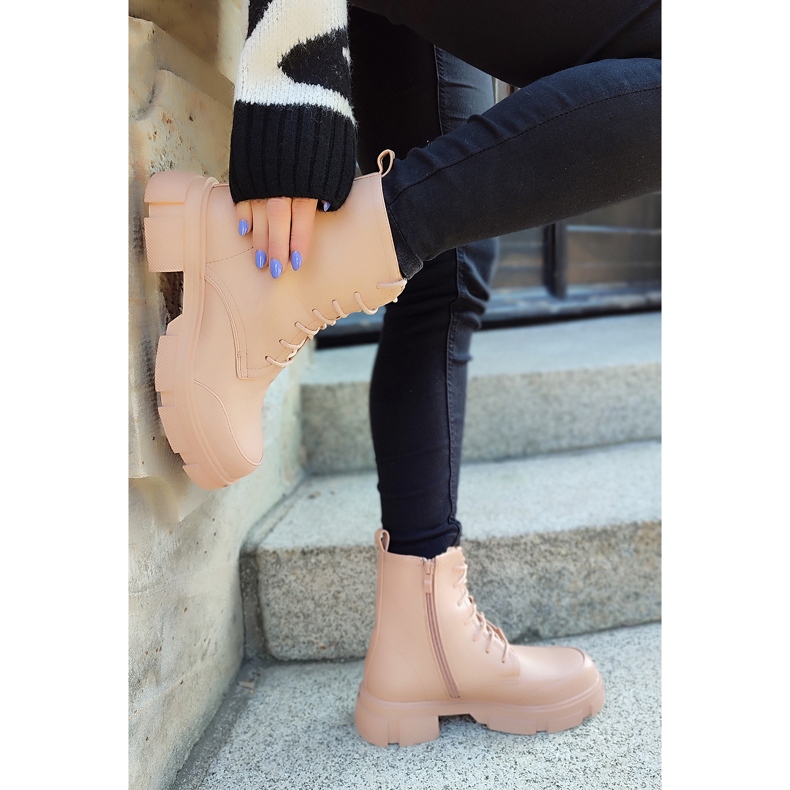 Stivaletti stringati da donna color nude beige 1