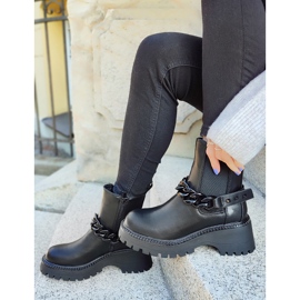 Stivaletti Chelsea da donna neri con catena staccabile nero 1