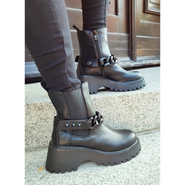 Stivaletti Chelsea da donna neri con catena staccabile nero 2