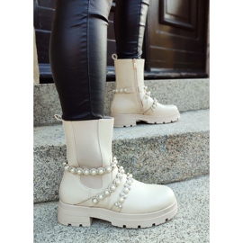 Stivaletti da donna beige con accessori decorativi 2