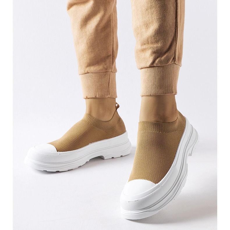 Sneaker slip-on Baratili con plateau marrone 1