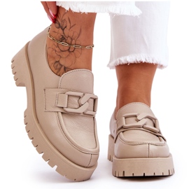 Lemar Scarpe in pelle alla moda Mocassini beige 4